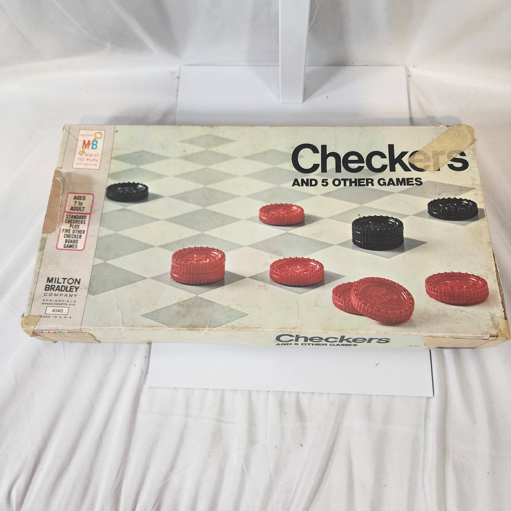 Vintage Milton Bradley CHECKERS And 5 Other Games Board Game 1970 COMPLETE